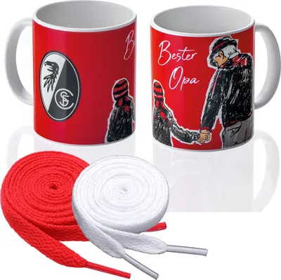 Produktbild von SC Freiburg Tasse „Bester Opa" + 2 Paar Fan-Schnürsenkel 1# 3#