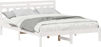 Produktbild von Bettrahmen Weiß 140 x 200 cm Massives Kiefernholz