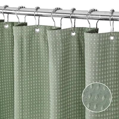 Image de Rideau de douche à motif nid d'abeille, imperméable, 90 x 183 cm, avec aimants pour douche et baignoire
