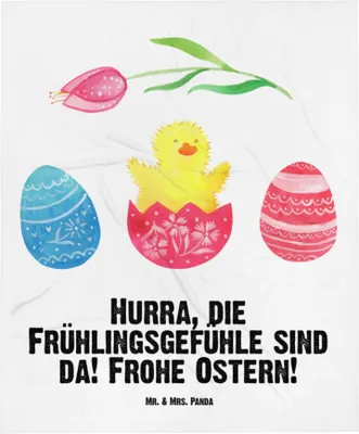 Produktbild von Mr. & Mrs. Panda Babydecke Küken Schlüpfen - Weiß - Geschenk, Ostern, Ostergrüße, Ei, Osterei, Frohe, Fleecedecke, Plaid, Kinderdecke, Schlummerdecke, Erstlingsdecke
