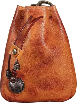 Produktbild von INF Drawstring Pouch aus echtem Leder, Vintage Coin Purse, Headphone/Key Organizer