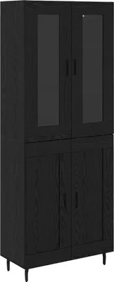 Image de Haut Armoire 2 pcs Chêne noir Bois d'ingénierie