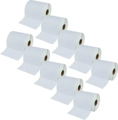Produktbild von vhbw 10x Rolle 50,8mm x 101,6mm (750 Etiketten) kompatibel mit Zebra 105SL, GK420t, 105SE, GK420d, 220Xi4, GC420d, DA402, GX420d, GC420t Drucker Weiß