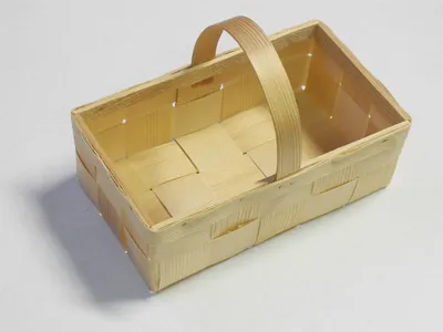 Obrázek produktu pro Dřevěný košík Velikonoční dekorace košík na třísky s uchem čtvercový, přírodní 22x14x7cm NEW