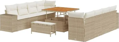 Immagine prodotto di Set di divani da giardino vidaXL, colore beige e crema, in rattan sintetico