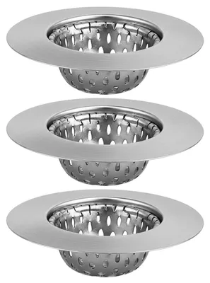 Image de Filtre de trop-plein, lot de 3, diamètre 5,5 cm, en acier inoxydable 304, pour éviers, douches et lavabos