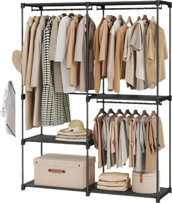 Image de Porte-vêtements – Barre de suspension – Acier et plastique – 43 x 138 x 182 cm – Grande capacité