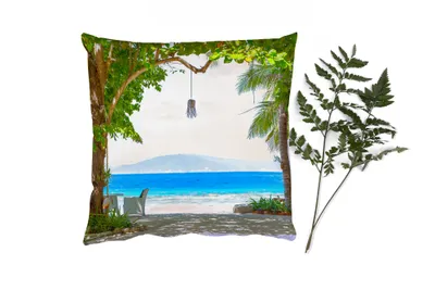 Produktbild von MuchoWow® Zierkissen Sofakissen Wohnzimmer Dekokissen 40x40 cm Tropisch - Strand - Meer - Foto Kissen - Schlafzimmer Dekoration