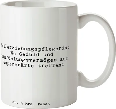 Produktbild von Mr. & Mrs. Panda Kaffeetasse Spruch Heilerziehungspflegerin Superkräfte - Weiß - Geschenk, Geduld, Berufsgestaltung, Tasse, Teebecher, medizinische Unterstützung, Beruf