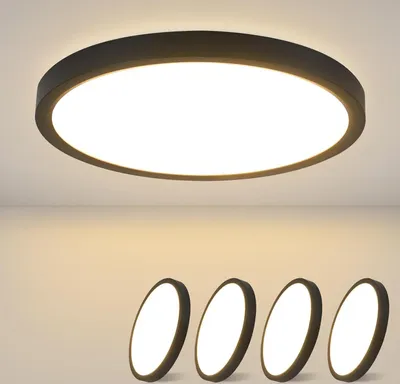 Produktbild von ZMH LED Deckenleuchte Schwarz 4ER Set Deckenlampe Flach 8W 3000K Warmweiß 17cm Klein Deckenbeleuchtung für  Küche Flur