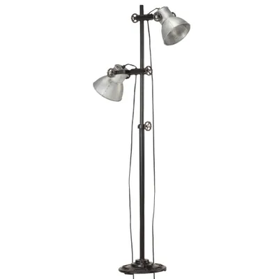 Image de vidaXL Lampadaire 2 flammes argenté E27 Fonte