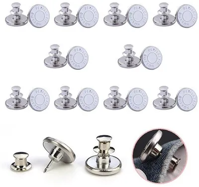 Produktbild von 10 Stück Jeansknöpfe, 17 mm Knopfle, wei, Knöpfe zum Straffen von Jeans, ohne Nähen, DIY Knöpfe für Jeans
