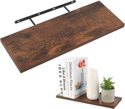 Obrázok produktu pre Nástenná polica 40 cm, hnedá, drevo, 40 x 15 x 1.5 cm, do spálne