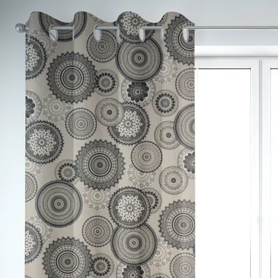 Produktbild von SCHÖNER LEBEN. Vorhang Mandalas natur grau 245cm oder Länge wählbar aus Standardgrößen Aufhängung Ösen