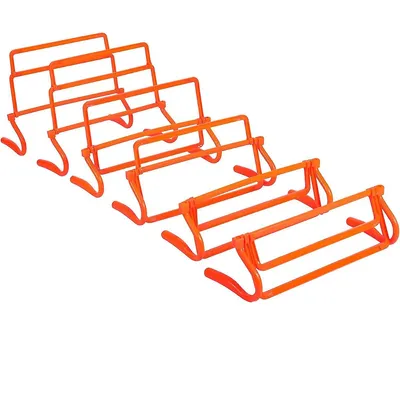 Produktbild von 4er-Pack Agility-Trainingshürden, 4 höhenverstellbare Speed-Trainingshürden-Set mit Tragetasche, Orange