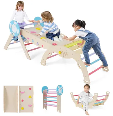 Image de STRUCTURE DE JEU INTÉRIEURE FANTASK 7 en 1, ENSEMBLE DE 3 ÉLÉMENTS D'ESCALADE avec toboggan, escalade