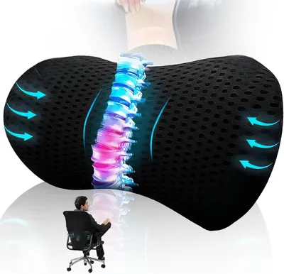 Obrázok produktu pre Ergonomický bedrový vankúš z pamäťovej peny, čierny