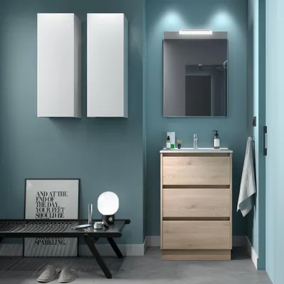 Obrázok produktu pre Salgar kúpeľňový nábytok NOJA 600 3 zásuvky NATURAL + umývadlo