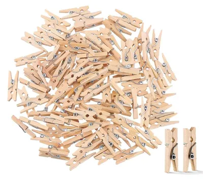 Imagen del producto de Clips para la ropa DERAYEE, ligeros, ecológicos, de 35 mm, mini clips de madera, 100 unidades – tamaño 3,5 cm