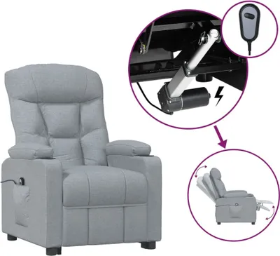 Immagine prodotto di vidaXL Poltrona relax elettrica in tessuto grigio chiaro