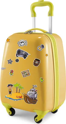 Produktbild von HAUPTSTADTKOFFER For Kids - Kinderkoffer, Trolley Kindergepäck Hartschale, Handgepäck mit Piraten Aufklebern, Jungs Weihnachtsgeschenke Kinder, 24 L,Gelb