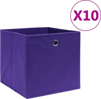 Productafbeelding van Opbergboxen 10 st 28x28x28 cm nonwoven stof paars