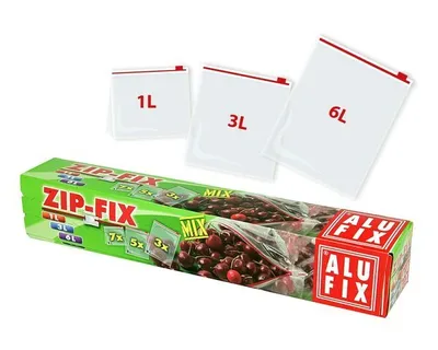 Produktbild von 75x ALUFIX Tiefkühlsäcke Haushaltsäcke mit Zipp 1liter 3liter und 6liter