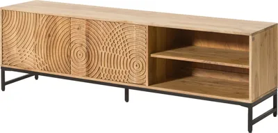 Image de MASSIVMOEBEL24 | Meuble TV en bois d'Acacia 180x40x55 naturel laqué MARRAKESCH