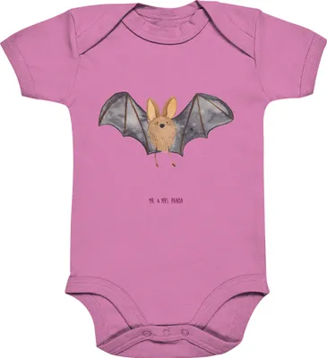 Produktbild von Mr. & Mrs. Panda Strampler Baby Fledermaus Flügel 1. - 3. Monat - Bubble Gum Pink - Geschenk, Lustige Sprüche, body kurzarm, baumwolle, babykleidung, Babybody, overall