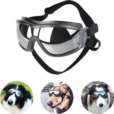 Zdjęcie produktu dla Okulary przeciwsłoneczne dla psów z ochroną UV, wodoodporne, model w kolorze czarnym