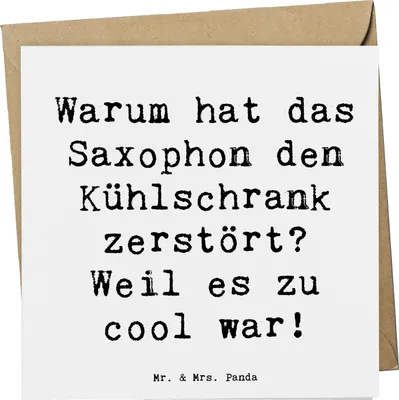 Produktbild von Mr. & Mrs. Panda Klappkarte Spruch Saxophon Kühlschrank - Weiß - Geschenk, faltkarte, Grußkarte, Musik, Blues, Musiker, Lernen, Instrument, Humor, Glückwunschkarte, Cool
