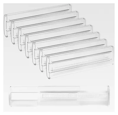 Produktbild von 8er Set verstellbare Schubladentrenner (28,5-50,5 cm), Kunststoff, transparent für Küche und Schlafzimmer