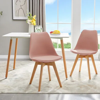 Produktbild von HJ_WeDoo Esstisch 110x70x73cm (Weiß) mit 2 Stühlen (Rauchrosa) Essgruppe Geeignet für Restaurants, Büros, Empfangsräume