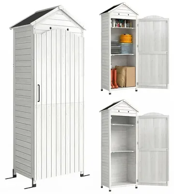 Produktbild von Outsunny Gartenschrank Holz extra hohe Geräteschuppen mit verstellbar Ablage