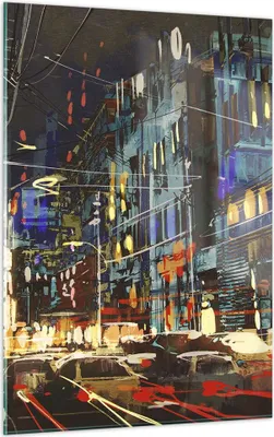 Produktbild von Bilder auf glas - Einteilig - Stadt Nacht Straße - 50x70cm - Glasbilder - Wandbilder - Bilder - zum Aufhängen bereit - Wanddekoration aus Glas - Glas Bilder - Wandbild auf Glas - GPA50x70-3787