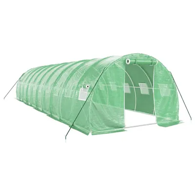 Produktbild von vidaXL Gewächshaus mit Stahlrahmen Grün 30 m² 10x3x2 m