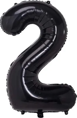Obrázok produktu pre Veľký Fóliový Balón 40 Cm S Číslom 2 Na Narodeniny, Čierny