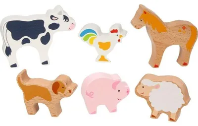 Immagine prodotto di Animali della fattoria Goki set di giocattoli in legno figure di animali educativi