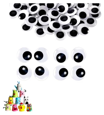 Produktbild von 30 mm selbstklebende Wackelaugen, 50 Stück schwarze Kulleraugen für Bastelprojekte