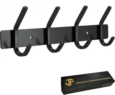 Produktbild von Kleiderhaken Wand 4 Haken Edelstahl Schwarz