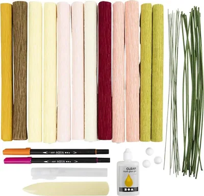 Zdjęcie produktu dla Zestaw rzemieślniczy z krepiny - bukiet kwiatów, w tym materiały i instrukcje