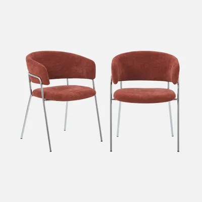 Produktbild von sweeek - 2er-Set Vintage-Sessel mit verchromtem Gestell und Stoffbezug - Rot