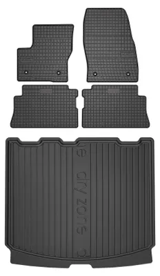 Productafbeelding van Rubberen automatten + kofferbakmat voor Ford Kuga MK2 2013-2019 (SUV) – 5-delig, zwart, op maat – Wielganizator SolidPRO
