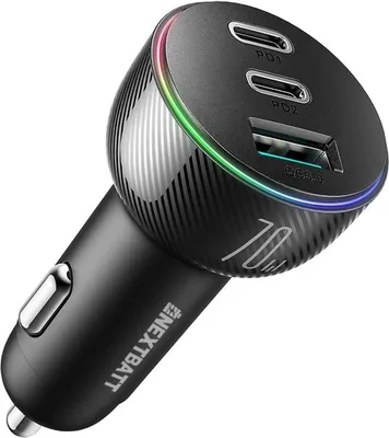 Immagine prodotto di Caricabatterie per auto a LED NEXTBATT 70W PD, USB-A / 2x USB-C - Nero