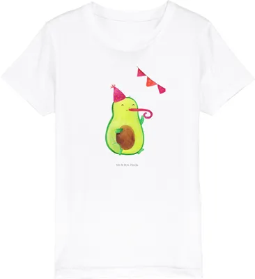 Produktbild von Mr. & Mrs. Panda Kleinkinder T-Shirt Avocado Geburtstag 7-8 Jahre (122/128) - Weiß - Geschenk, Feier, Party, Kindershirt, Baumwolle Kinder, Teenager, Mädchen, Frucht