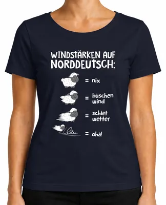 Obrázek produktu pro Windstärken Norddeutsch Schietwetter Schafe Plattdeutsch Spruch Dámské tričko, Navy, XXL