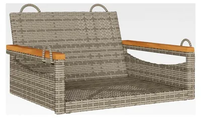 Produktbild von Hängesessel Grau 63x62x40 cm Poly Rattan, Hängekorb Sessel für Outdoor und Indoor
