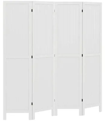 Zdjęcie produktu dla Parawan drewniany, składany, z 4 panelami - 160 x 170 cm - Wolnostojąca przegroda - Składana ścianka działowa do wnętrz - Biały