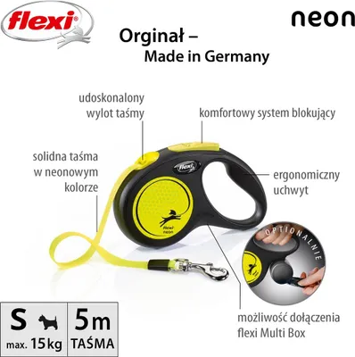 Produktbild von flexi New NEON S Gurt 5 m schwarz