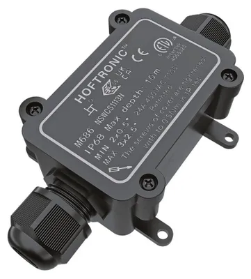 Image de HOFTRONIC - Boîte dérivation IP68 126x62x39mm 2 voies Noir pour câbles 4-11mm